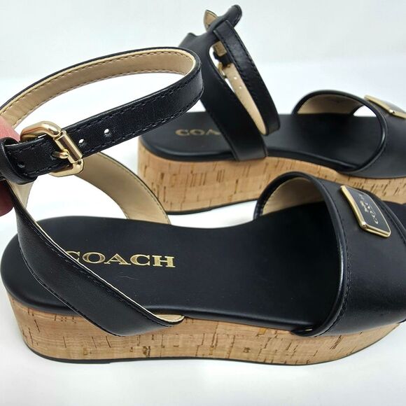 Coach Tullie Leather Platform Strap Sandal Black Women's Size 6.5 CR884 - Picture 9 of 16